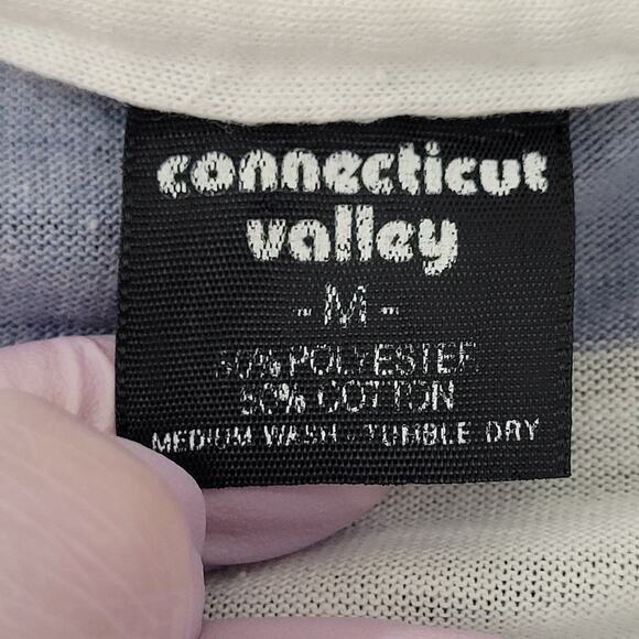 Vintage 80s MOD Stripes Polo Shirt Womens S/M 18x24 Blue White USA - Picture 7 of 13